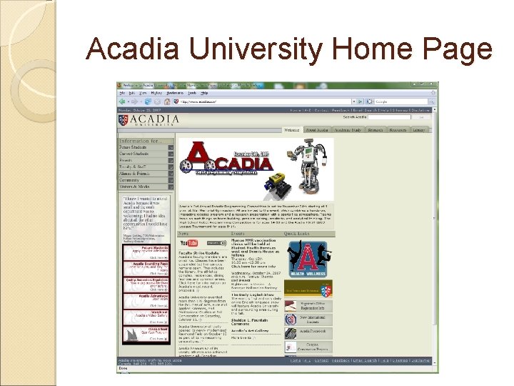 Acadia University Home Page 