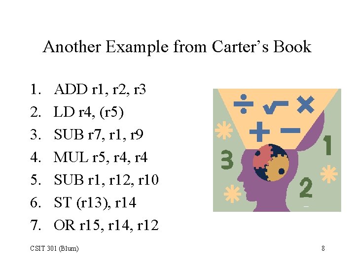 Another Example from Carter’s Book 1. 2. 3. 4. 5. 6. 7. ADD r