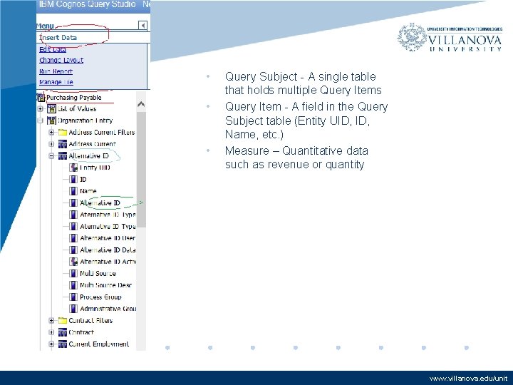 • • • Query Subject - A single table that holds multiple Query • • • Query Subject - A single table that holds multiple Query