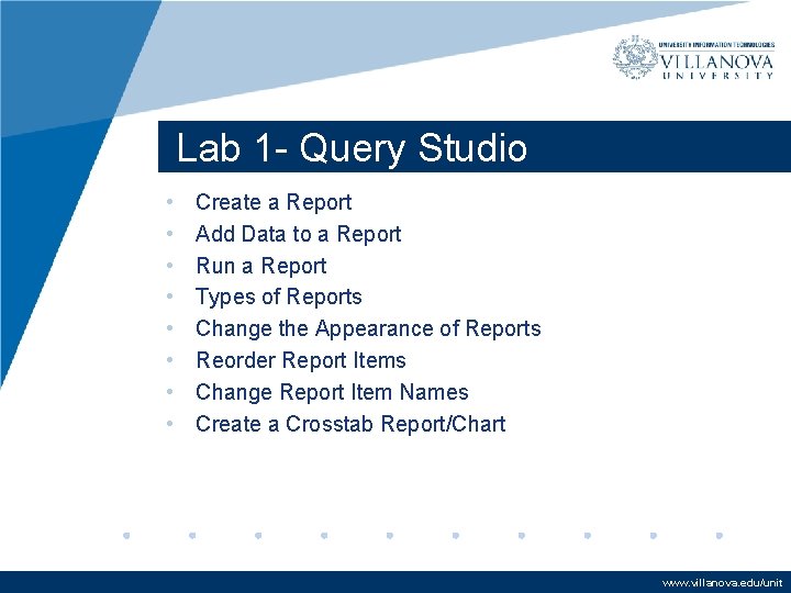 Lab 1 - Query Studio • • Create a Report Add Data to a Lab 1 - Query Studio • • Create a Report Add Data to a