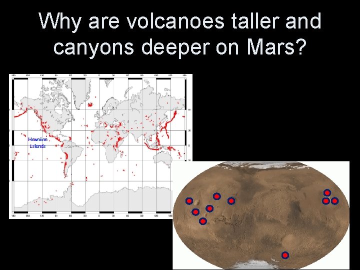 Why are volcanoes taller and canyons deeper on Mars? 