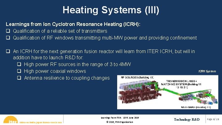 Heating Systems (III) Learnings from Ion Cyclotron Resonance Heating (ICRH): q Qualification of a
