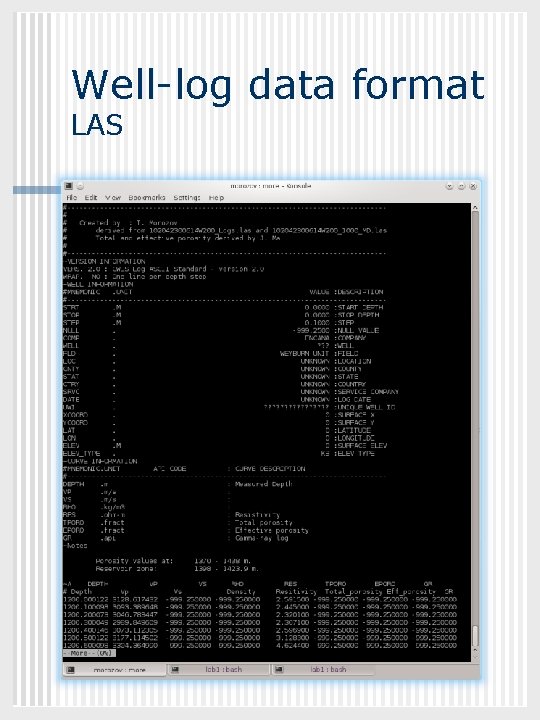 GEOL 882. 3 Well-log data format LAS 