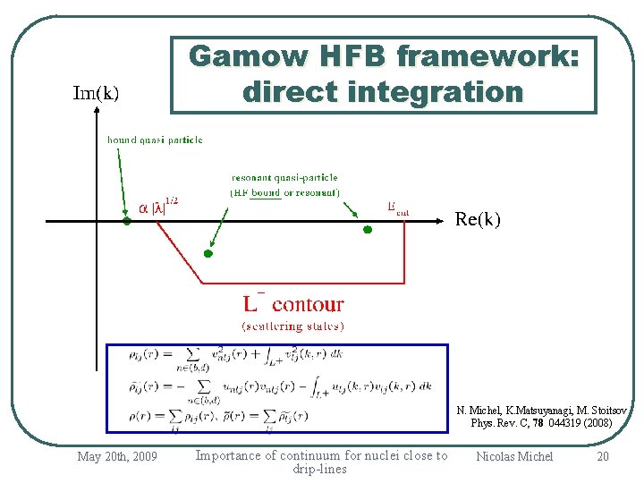 Gamow HFB framework: direct integration N. Michel, K. Matsuyanagi , M. Stoitsov N. Michel,