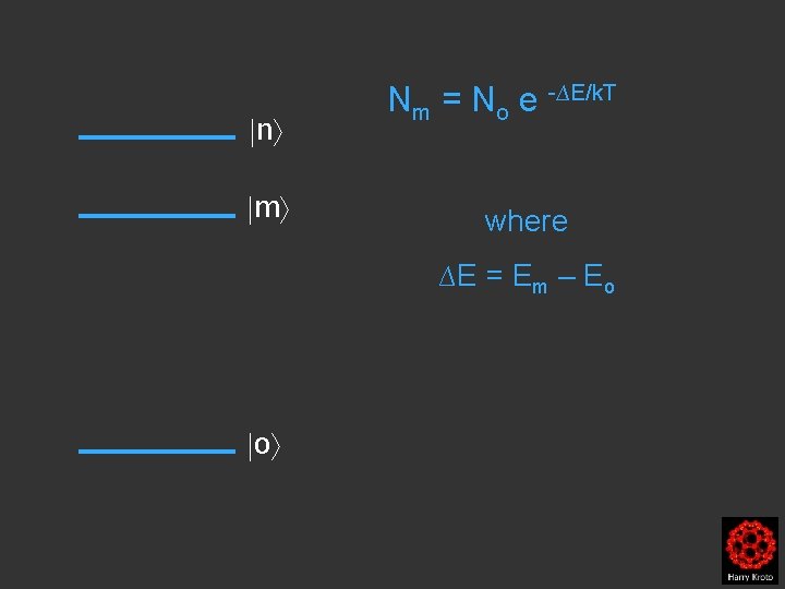  n m Nm = No e -∆E/k. T where ∆E = Em –