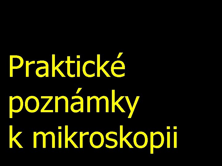 Praktické poznámky k mikroskopii 