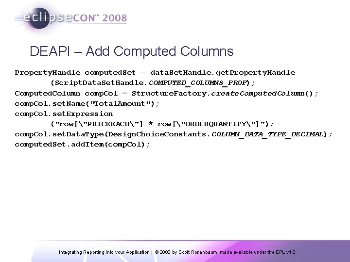 DEAPI – Add Computed Columns Property. Handle computed. Set = data. Set. Handle. get.
