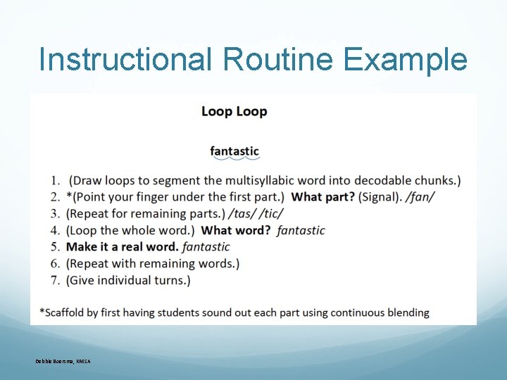 Instructional Routine Example Debbie Boersma, KRESA 