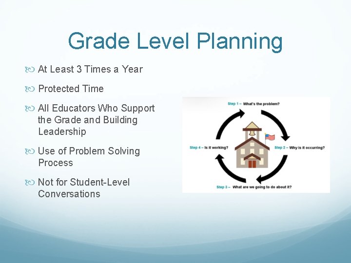 Grade Level Planning At Least 3 Times a Year Protected Time All Educators Who