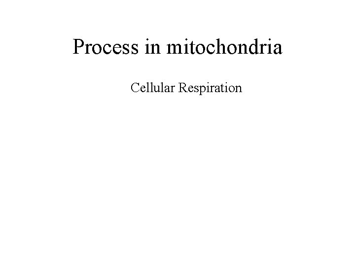 Process in mitochondria Cellular Respiration 