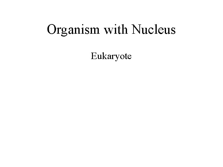 Organism with Nucleus Eukaryote 