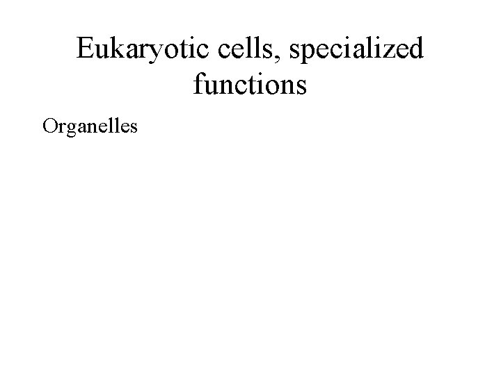 Eukaryotic cells, specialized functions Organelles 