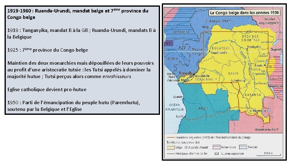 1919 -1960 : Ruanda-Urundi, mandat belge et 7ème province du Congo belge 1919 :