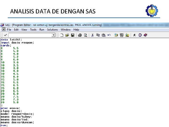 ANALISIS DATA DE DENGAN SAS 