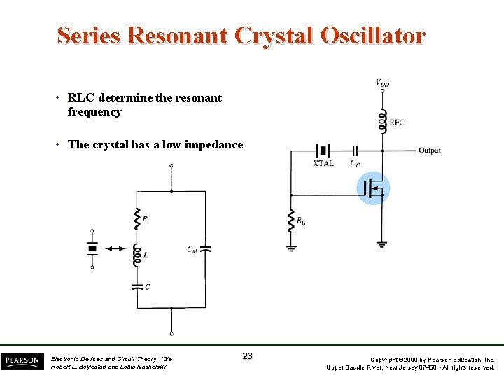 Series Resonant Crystal Oscillator • RLC determine the resonant frequency • The crystal has