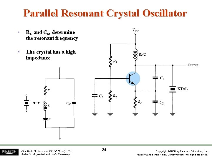 Parallel Resonant Crystal Oscillator • RL and CM determine the resonant frequency • The