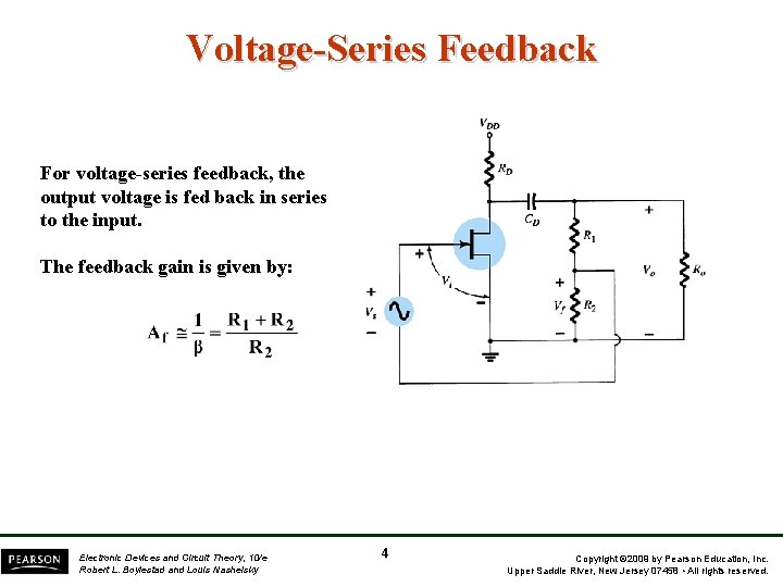 Voltage-Series Feedback For voltage-series feedback, the output voltage is fed back in series to