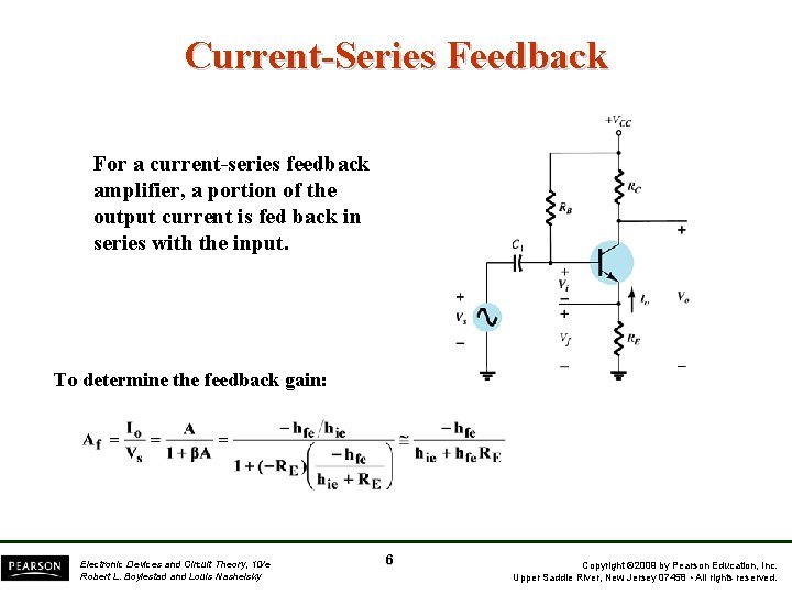 Current-Series Feedback For a current-series feedback amplifier, a portion of the output current is