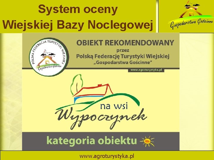 System oceny Wiejskiej Bazy Noclegowej www. agroturystyka. pl 