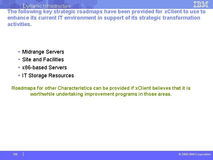 Dynamic Infrastructure The following key strategic roadmaps have been provided for x. Client to