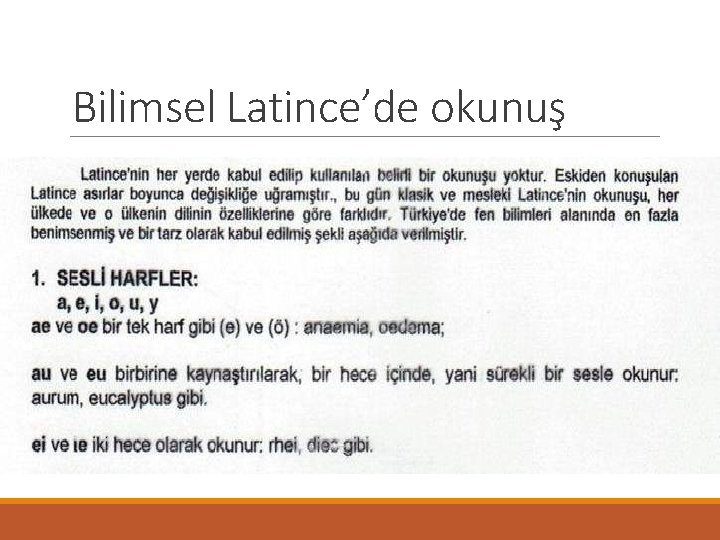 Bilimsel Latince’de okunuş 