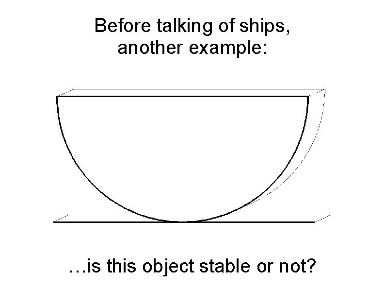 Before talking of ships, another example: …is this object stable or not? 
