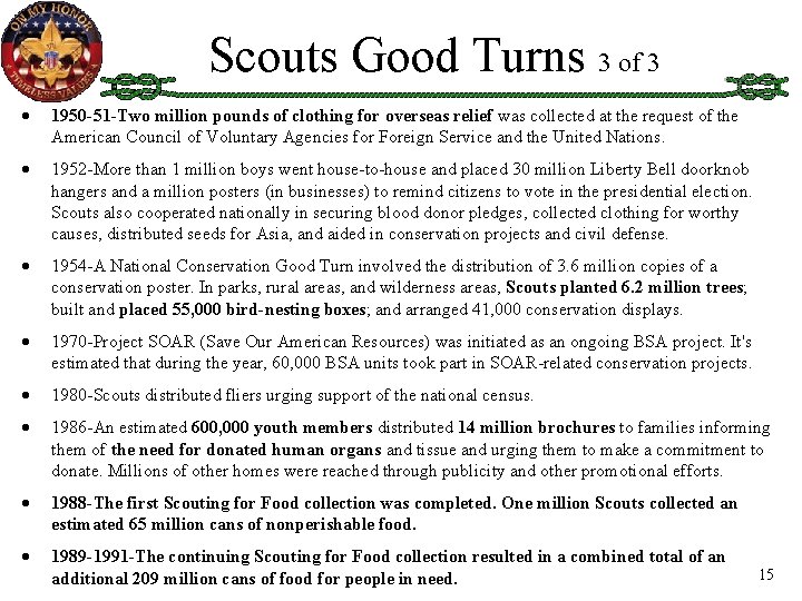 Scouts Good Turns 3 of 3 · 1950 -51 -Two million pounds of clothing