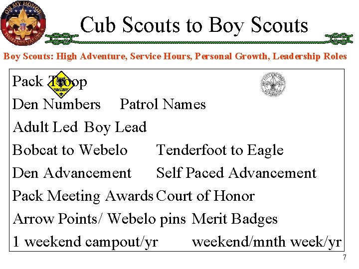 Cub Scouts to Boy Scouts: High Adventure, Service Hours, Personal Growth, Leadership Roles Pack