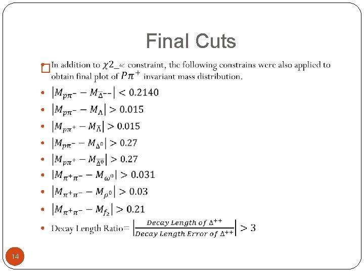 Final Cuts � 14 