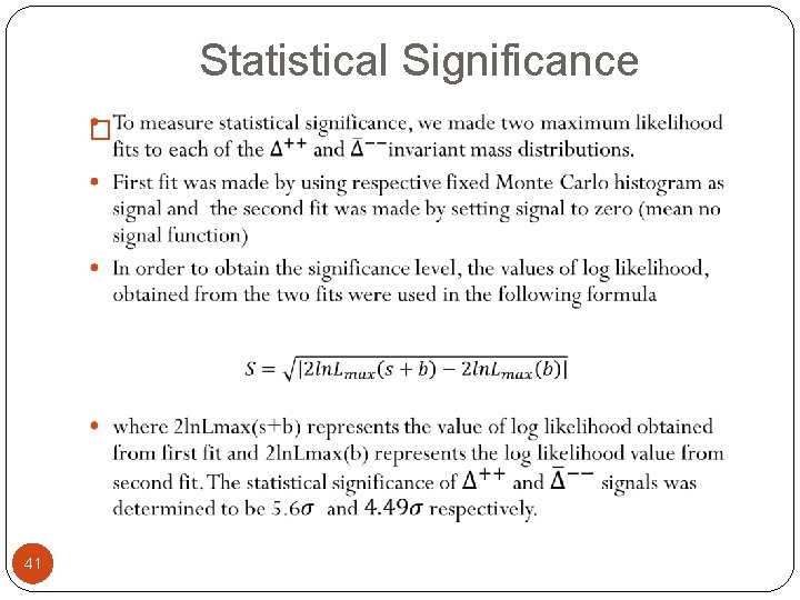 Statistical Significance � 41 