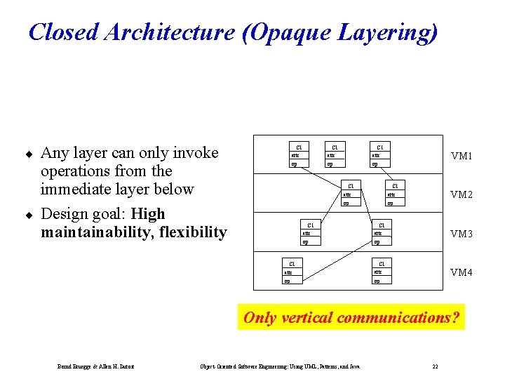 Closed Architecture (Opaque Layering) ¨ ¨ Any layer can only invoke operations from the