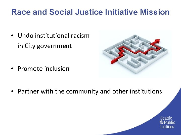 Race and Social Justice Initiative Mission • Undo institutional racism in City government •