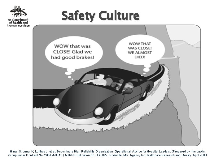 Safety Culture Hines S, Luna, K, Lofthus J, et al. Becoming a High Reliability