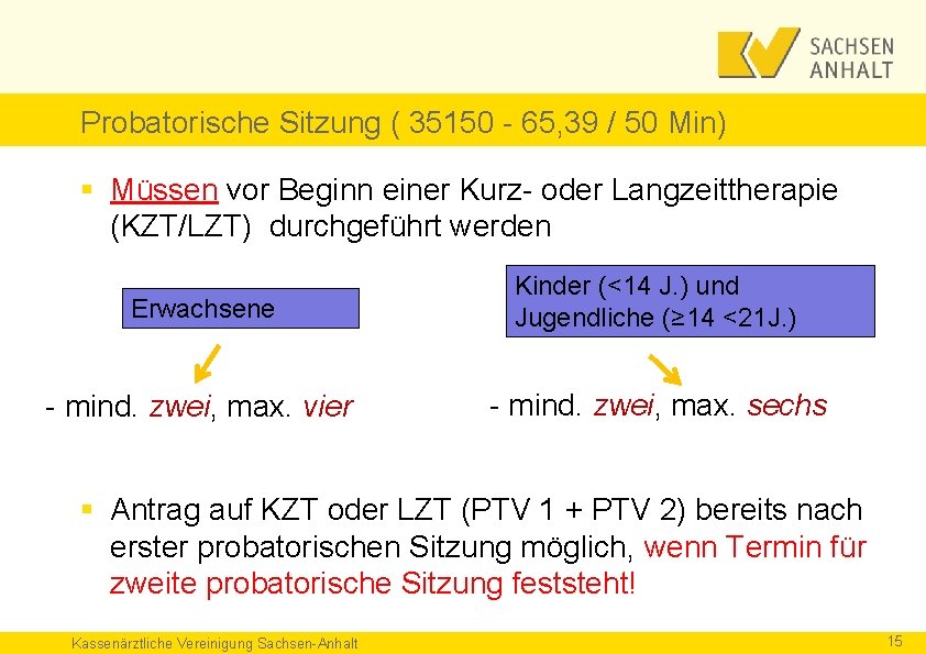 Probatorische Sitzung ( 35150 - 65, 39 / 50 Min) § Müssen vor Beginn