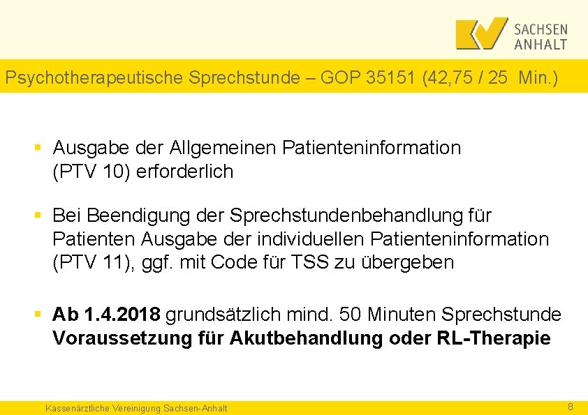 Psychotherapeutische Sprechstunde – GOP 35151 (42, 75 / 25 Min. ) § Ausgabe der