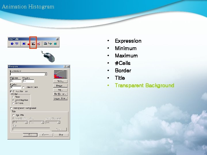 Animation Histogram • • Expression Minimum Maximum #Cells Border Title Transparent Background 