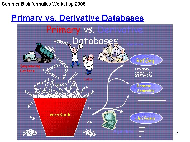 Summer Bioinformatics Workshop 2008 Primary vs. Derivative Databases 6 