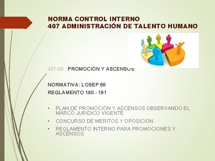 NORMA CONTROL INTERNO 407 ADMINISTRACIÓN DE TALENTO HUMANO 407 -05 PROMOCIÓN Y ASCENSOS NORMATIVA: