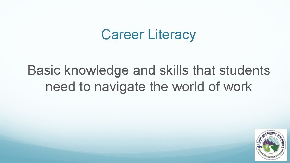 Career Literacy Basic knowledge and skills that students need to navigate the world of