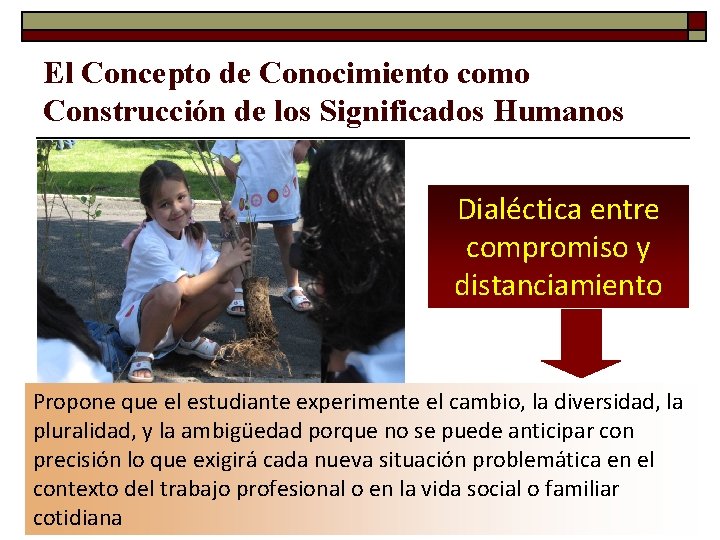 El Concepto de Conocimiento como Construcción de los Significados Humanos Dialéctica entre compromiso y