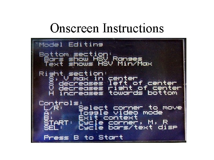 Onscreen Instructions 