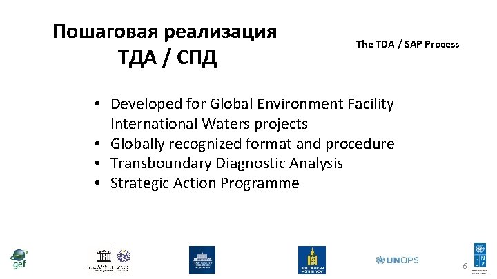 Пошаговая реализация ТДА / СПД The TDA / SAP Process • Developed for Global