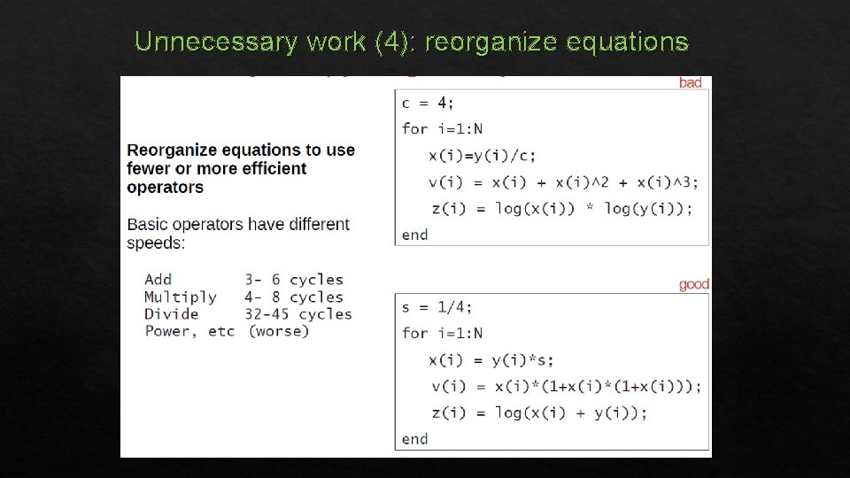 Unnecessary work (4): reorganize equations 