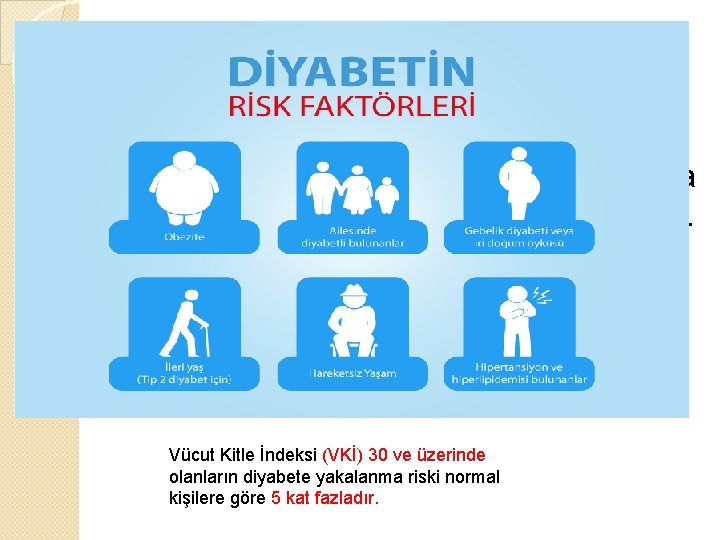 �Vücut Kitle İndeksi (VKİ) 30 ve üzerinde olanların diyabete yakalanma riski normal kişilere göre