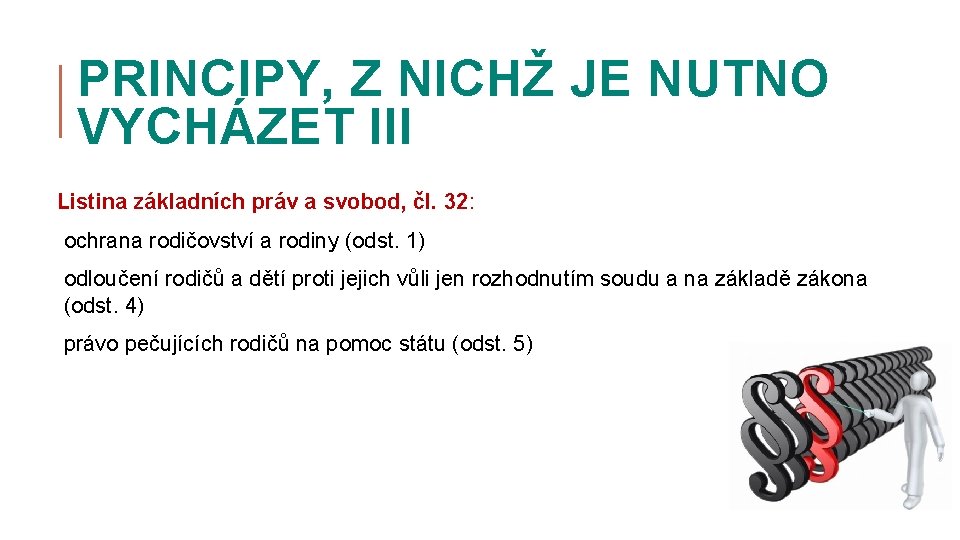 PRINCIPY, Z NICHŽ JE NUTNO VYCHÁZET III Listina základních práv a svobod, čl. 32: