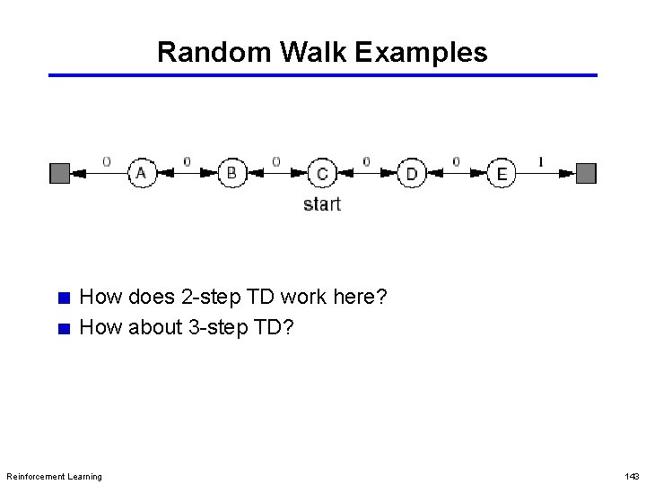 Random Walk Examples How does 2 -step TD work here? How about 3 -step