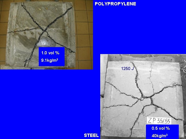 POLYPROPYLENE 1. 0 vol % 9. 1 kg/m 3 1250 J 0. 5 vol