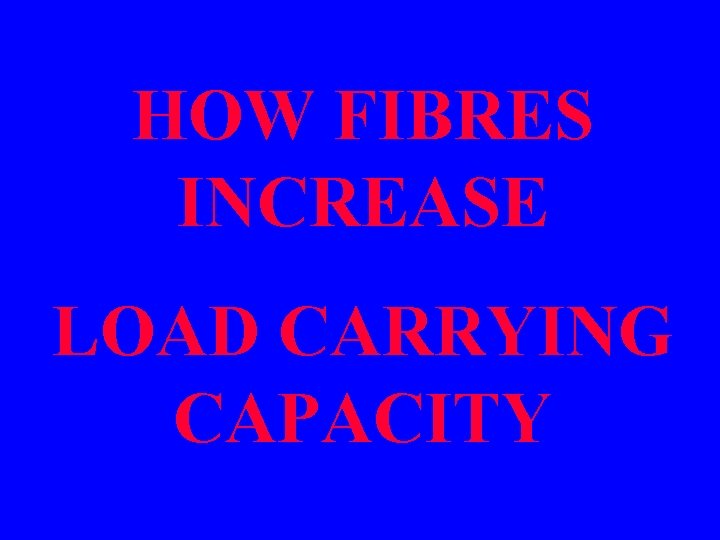 HOW FIBRES INCREASE LOAD CARRYING CAPACITY 