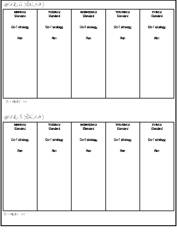 week 2 (dates) Monday Standard Tuesday Standard Wednesday Standard Thursday Standard Friday Standard Co-T