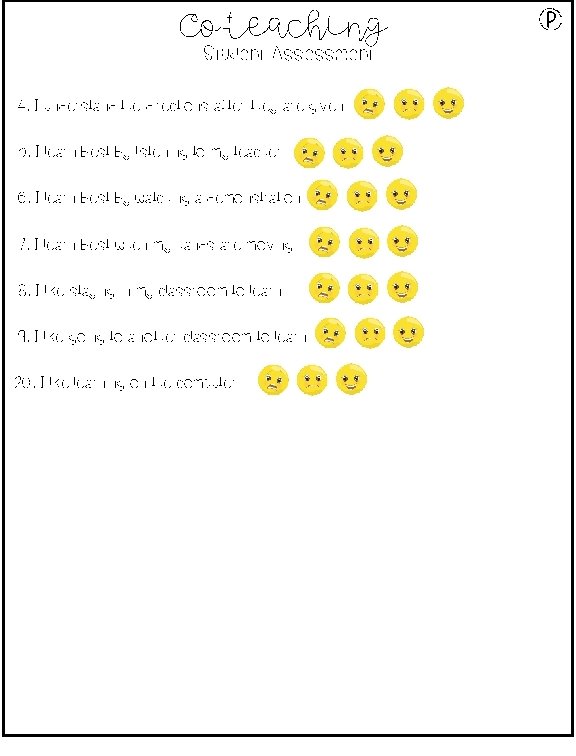 Co-teaching Student Assessment 14. I understand the directions after they are given 15. I